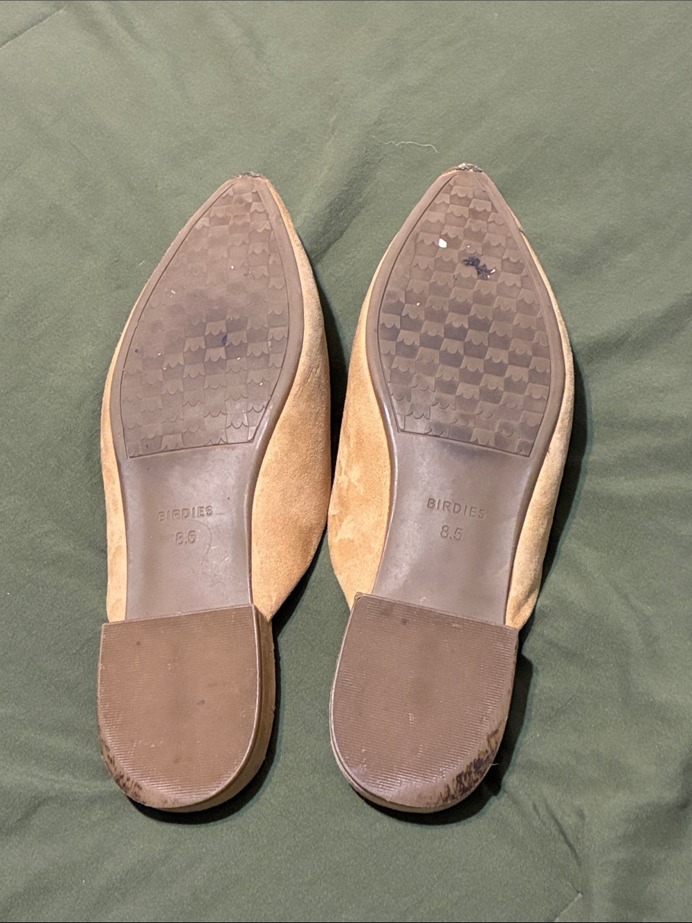 Birdies Camel Suede Pointed Slip-On Mules - Picture 6 of 9